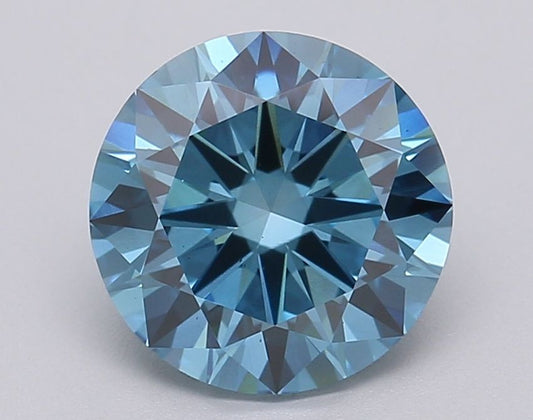 Lab-Grown Round Diamond - 2.0 Carats, Fancy Vivid Blue Color, VS2 Clarity - Certified by IGI - Report Number: LG613349434