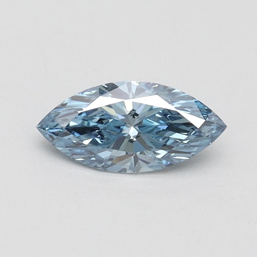 Lab-Grown Marquise Diamond - 0.5 Carats, Fancy Vivid Blue Color, SI1 Clarity - Certified by IGI - Report Number: LG617483724