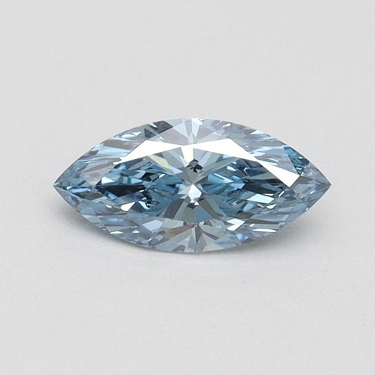 Lab-Grown Marquise Diamond - 0.5 Carats, Fancy Vivid Blue Color, SI1 Clarity - Certified by IGI - Report Number: LG617483724