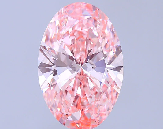 Lab-Grown Oval Diamond - 8.02 Carats, Fancy Vivid Pink Color, VS1 Clarity - Certified by IGI - Report Number: LG689542155