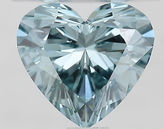 Lab-Grown Heart Diamond - 1.05 Carats, Fancy Intense Greenish Blue Color, VS2 Clarity - Certified by IGI - Report Number: LG674515327