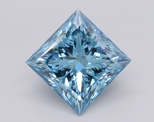 Lab-Grown Princess Diamond - 2.52 Carats, Fancy Vivid Blue Color, VS1 Clarity - Certified by IGI - Report Number: LG608377102