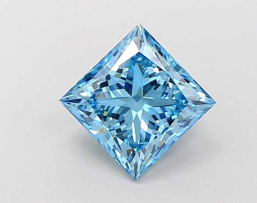 Lab-Grown Princess Diamond - 3.01 Carats, Fancy Vivid Blue Color, VS1 Clarity - Certified by IGI - Report Number: LG684510362