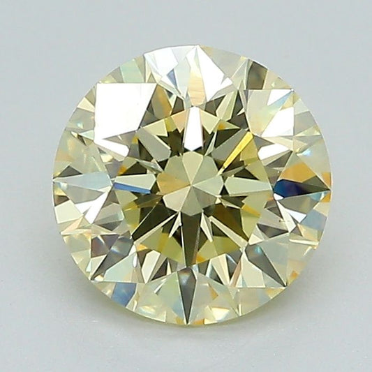Lab-Grown Round Diamond - 1.54 Carats, Fancy Yellow Color, VVS2 Clarity - Certified by IGI - Report Number: LG647468810