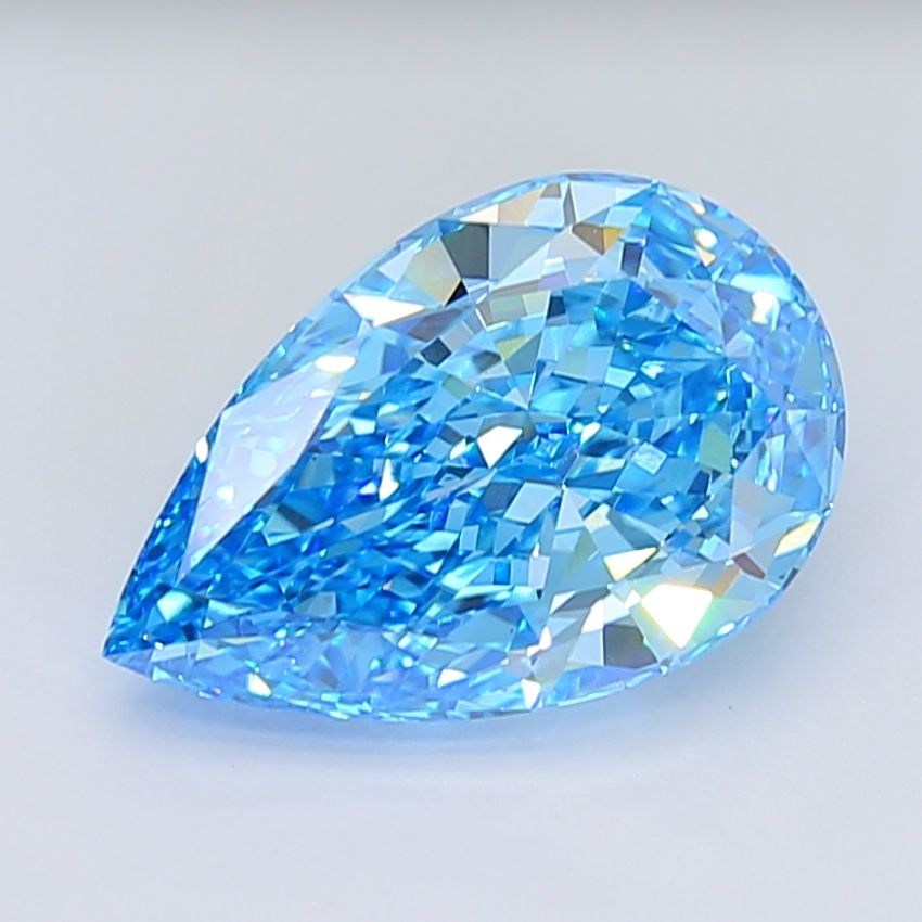 Lab-Grown Pear Diamond - 8.03 Carats, Fancy Vivid Blue Color, VS1 Clarity - Certified by IGI - Report Number: LG668407130