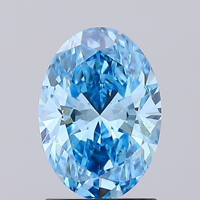 Lab-Grown Oval Diamond - 1.53 Carats, Fancy Vivid Blue Color, VS2 Clarity - Certified by IGI - Report Number: LG677561932