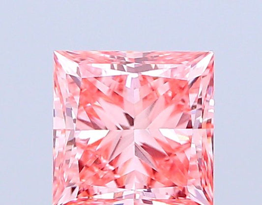 Lab-Grown Princess Diamond - 1.6 Carats, Fancy Vivid Pink Color, VS1 Clarity - Certified by IGI - Report Number: LG665421378