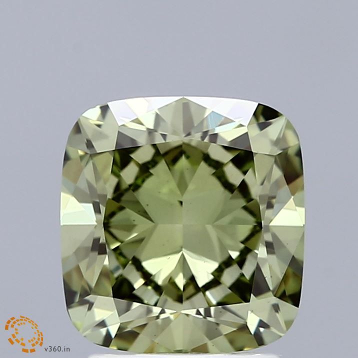 Lab-Grown Cushion Diamond - 2.53 Carats, Fancy Vivid Green Color, VS2 Clarity - Certified by IGI - Report Number: LG674560058
