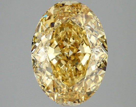 Lab-Grown Oval Diamond - 4.05 Carats, Fancy Vivid Yellow Color, VVS2 Clarity - Certified by IGI - Report Number: LG663405921