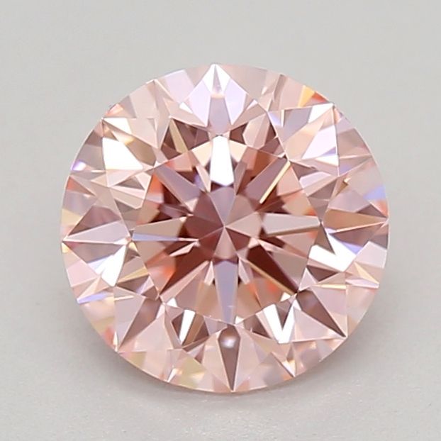 Lab-Grown Round Diamond - 0.66 Carats, Fancy Vivid Pink Color, VVS2 Clarity - Certified by IGI - Report Number: LG643433808