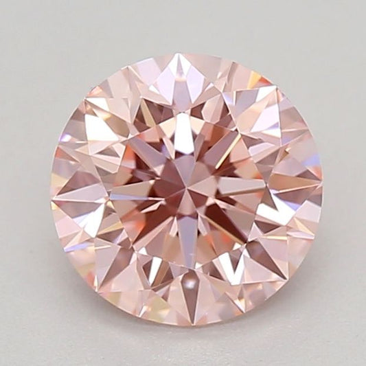 Lab-Grown Round Diamond - 0.66 Carats, Fancy Vivid Pink Color, VVS2 Clarity - Certified by IGI - Report Number: LG643433808