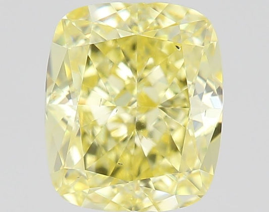Lab-Grown Cushion Diamond - 0.73 Carats, Fancy Intense Yellow Color, VS2 Clarity - Certified by IGI - Report Number: LG523288904