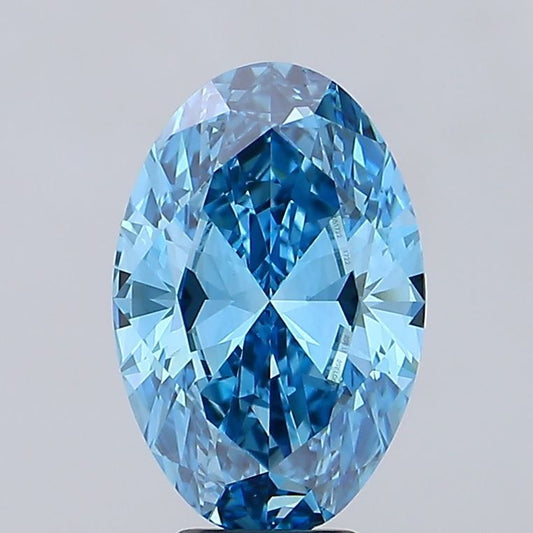 Lab-Grown Oval Diamond - 5.07 Carats, Fancy Vivid Blue Color, VS1 Clarity - Certified by IGI - Report Number: LG683551722
