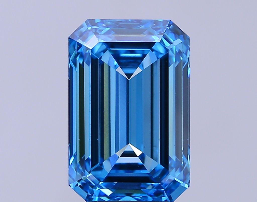 Lab-Grown Emerald Diamond - 7.04 Carats, Fancy Vivid Blue Color, VS2 Clarity - Certified by IGI - Report Number: LG683568186