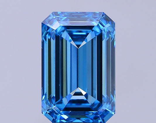 Lab-Grown Emerald Diamond - 7.04 Carats, Fancy Vivid Blue Color, VS2 Clarity - Certified by IGI - Report Number: LG683568186
