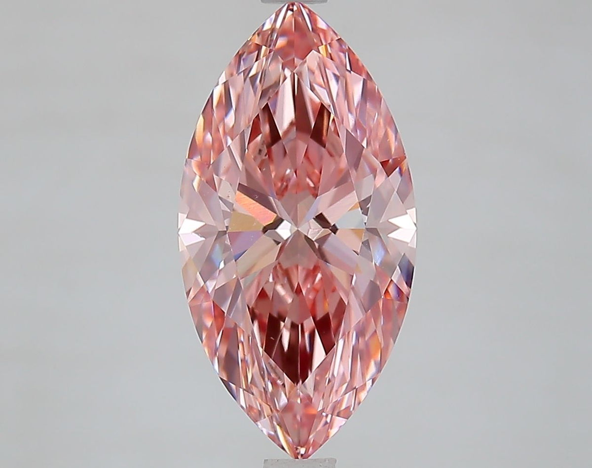 Lab-Grown Marquise Diamond - 3.03 Carats, Fancy Vivid Pink Color, VS1 Clarity - Certified by IGI - Report Number: LG631468664
