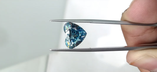 Lab-Grown Heart Diamond - 5.02 Carats, Fancy Deep Greenish Blue Color, VS1 Clarity - Certified by IGI - Report Number: LG22057602