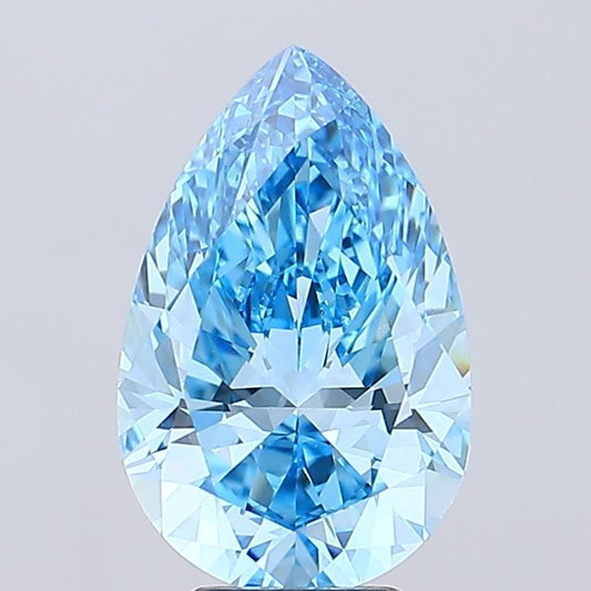 Lab-Grown Pear Diamond - 5.17 Carats, Fancy Vivid Blue Color, VS1 Clarity - Certified by IGI - Report Number: LG689506795