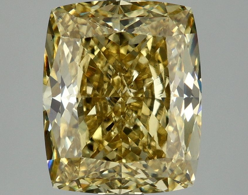 Lab-Grown Cushion Diamond - 4.1 Carats, Fancy Vivid Yellow Color, VS2 Clarity - Certified by IGI - Report Number: LG673412388
