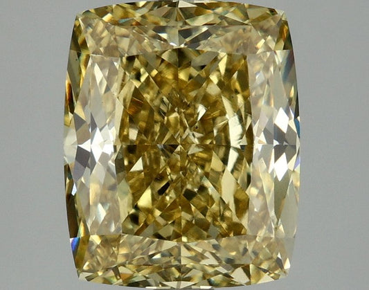 Lab-Grown Cushion Diamond - 4.1 Carats, Fancy Vivid Yellow Color, VS2 Clarity - Certified by IGI - Report Number: LG673412388
