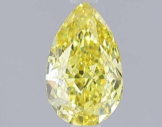 Lab-Grown Pear Diamond - 1.1 Carats, Fancy Vivid Yellow Color, VS1 Clarity - Certified by IGI - Report Number: LG643411282