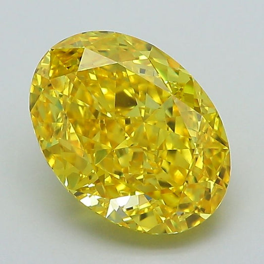Lab-Grown Oval Diamond - 2.5 Carats, Fancy Vivid Yellow Color, VVS2 Clarity - Certified by IGI - Report Number: LG592365618