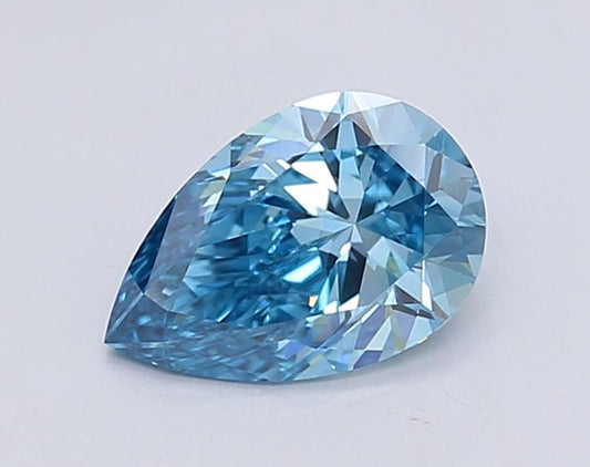 Lab-Grown Pear Diamond - 1.0 Carats, Fancy Vivid Blue Color, VVS2 Clarity - Certified by IGI - Report Number: LG595381313