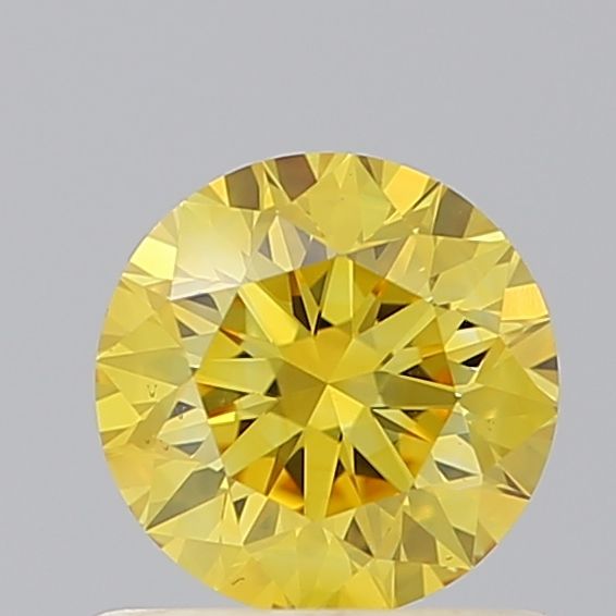 Lab-Grown Round Diamond - 0.65 Carats, Fancy Vivid Yellow Color, VS2 Clarity - Certified by IGI - Report Number: LG652473144