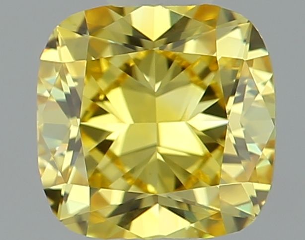 Lab-Grown Cushion Diamond - 0.5 Carats, Fancy Vivid Yellow Color, VVS1 Clarity - Certified by IGI - Report Number: LG640401988