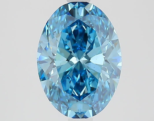 Lab-Grown Oval Diamond - 2.54 Carats, Fancy Vivid Blue Color, VS2 Clarity - Certified by IGI - Report Number: LG648427585