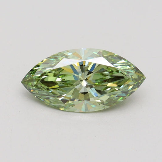 Lab-Grown Marquise Diamond - 1.52 Carats, Fancy Vivid Green Color, VVS2 Clarity - Certified by IGI - Report Number: LG611388990