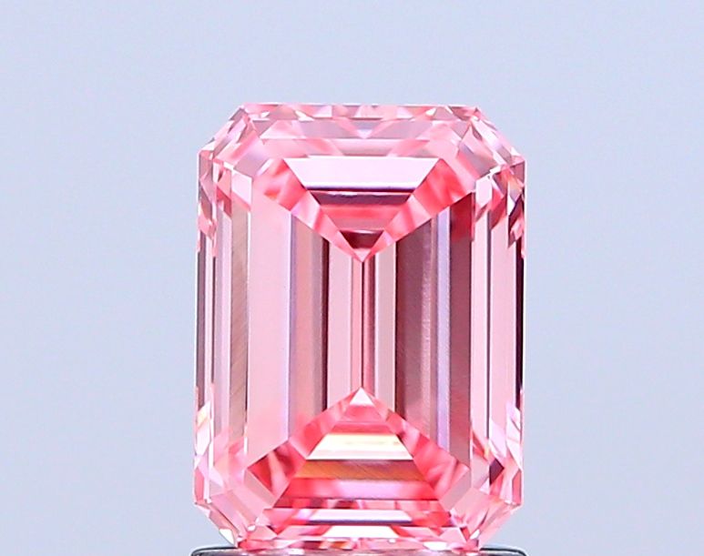 Lab-Grown Emerald Diamond - 1.6 Carats, Fancy Vivid Pink Color, VVS2 Clarity - Certified by IGI - Report Number: LG665421361