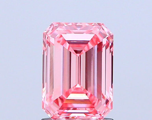 Lab-Grown Emerald Diamond - 1.6 Carats, Fancy Vivid Pink Color, VVS2 Clarity - Certified by IGI - Report Number: LG665421361