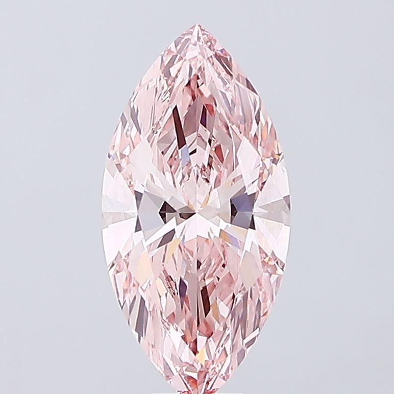 Lab-Grown Marquise Diamond - 8.02 Carats, Fancy Intense Pink Color, VS1 Clarity - Certified by IGI - Report Number: LG650411904