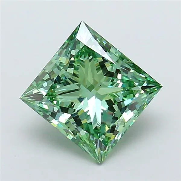 4.01ct Princess Lab Grown Diamond (Colour Fancy Vivid Green, Clarity VS2, IGI Certified)