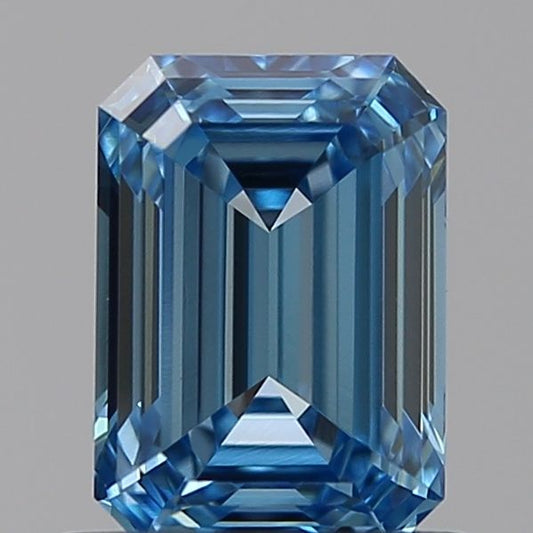 Lab-Grown Emerald Diamond - 0.87 Carats, Fancy Vivid Blue Color, VS1 Clarity - Certified by IGI - Report Number: LG584356124