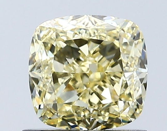Lab-Grown Cushion Diamond - 1.03 Carats, Fancy Intense Yellow Color, VVS2 Clarity - Certified by IGI - Report Number: LG671433093