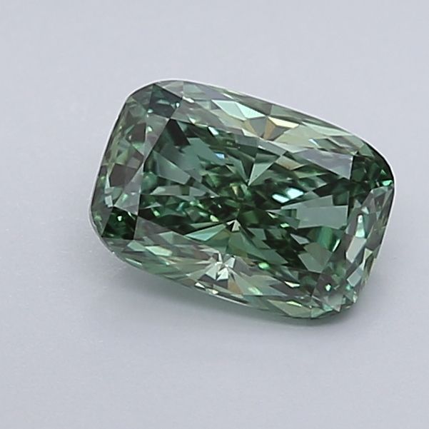 Lab-Grown Cushion Diamond - 1.06 Carats, Fancy Vivid Green Color, VS1 Clarity - Certified by IGI - Report Number: LG632458023