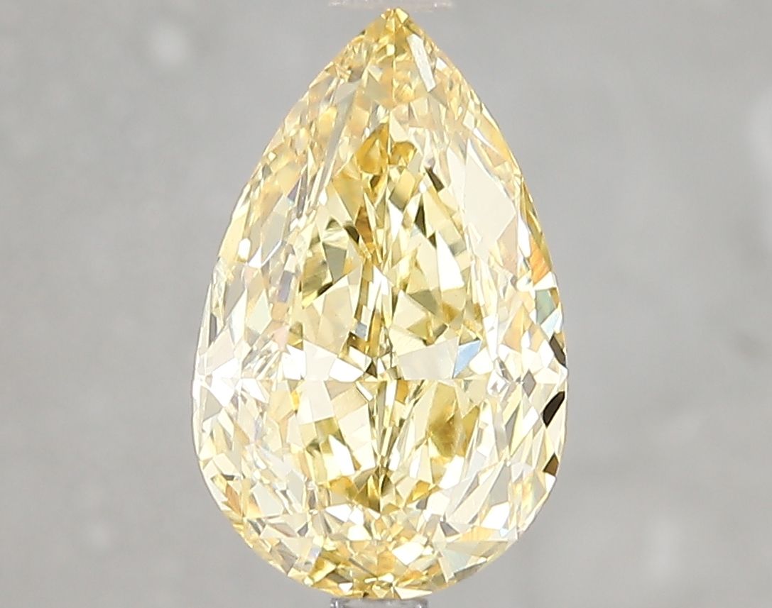Lab-Grown Pear Diamond - 3.03 Carats, Fancy Intense Yellow Color, VVS2 Clarity - Certified by IGI - Report Number: LG655422967