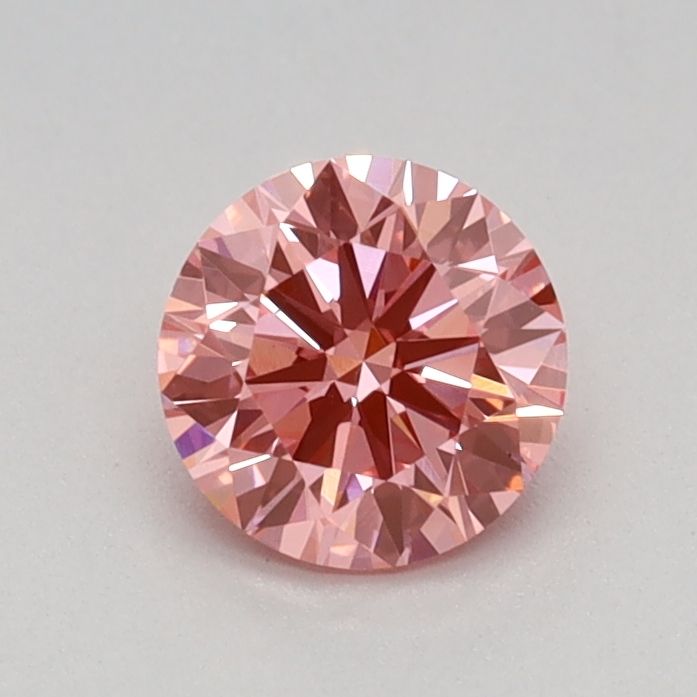 Lab-Grown Round Diamond - 0.46 Carats, Fancy Vivid Pink Color, VVS2 Clarity - Certified by IGI - Report Number: LG655445047