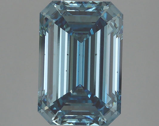 Lab-Grown Emerald Diamond - 5.21 Carats, Fancy Intense Blue Color, VS2 Clarity - Certified by IGI - Report Number: LG625410169