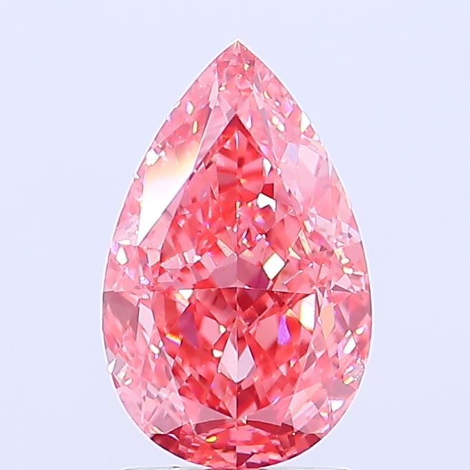 Lab-Grown Pear Diamond - 2.53 Carats, Fancy Vivid Pink Color, VS1 Clarity - Certified by IGI - Report Number: LG673419075