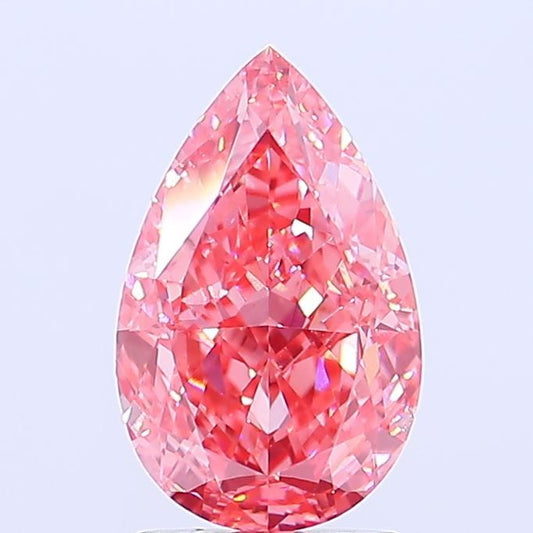 Lab-Grown Pear Diamond - 2.53 Carats, Fancy Vivid Pink Color, VS1 Clarity - Certified by IGI - Report Number: LG673419075