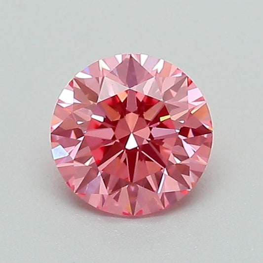Lab-Grown Round Diamond - 0.7 Carats, Fancy Vivid Pink Color, VS1 Clarity - Certified by IGI - Report Number: LG656484806