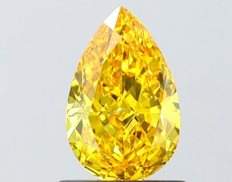 Lab-Grown Pear Diamond - 1.04 Carats, Fancy Vivid Yellow Color, VVS2 Clarity - Certified by IGI - Report Number: LG643411310