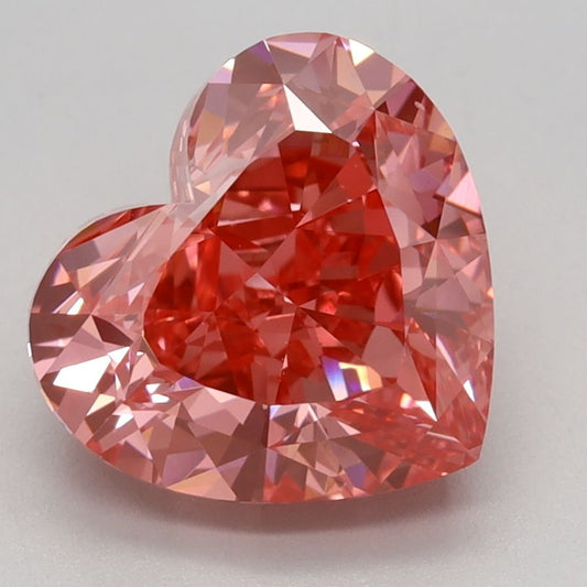 Lab-Grown Heart Diamond - 3.04 Carats, Fancy Vivid Pink Color, VVS2 Clarity - Certified by IGI - Report Number: LG655444974