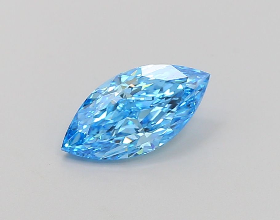 Lab-Grown Marquise Diamond - 1.11 Carats, Fancy Vivid Blue Color, VVS2 Clarity - Certified by IGI - Report Number: LG665431806