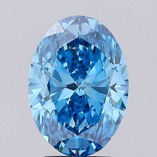 Lab-Grown Oval Diamond - 4.05 Carats, Fancy Vivid Blue Color, VS1 Clarity - Certified by IGI - Report Number: LG675557417