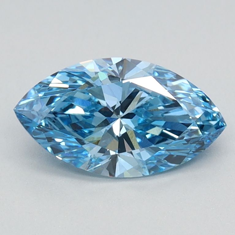 Lab-Grown Marquise Diamond - 0.77 Carats, Fancy Vivid Blue Color, VS1 Clarity - Certified by IGI - Report Number: LG626424616