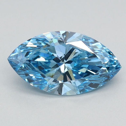 Lab-Grown Marquise Diamond - 0.77 Carats, Fancy Vivid Blue Color, VS1 Clarity - Certified by IGI - Report Number: LG626424616